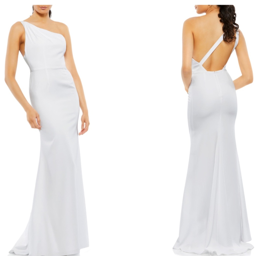 NEW IEENA for MAC DUGGAL One-Shoulder Jersey Mermaid Gown Size 4